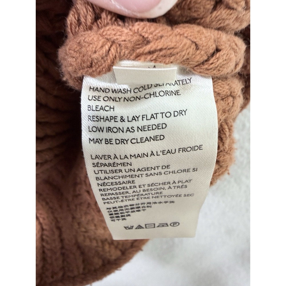 Free People Chunky Knit Mock Neck Sweater‎ Rust Orange Slouchy Boxy Boho M - Picture 7 of 16